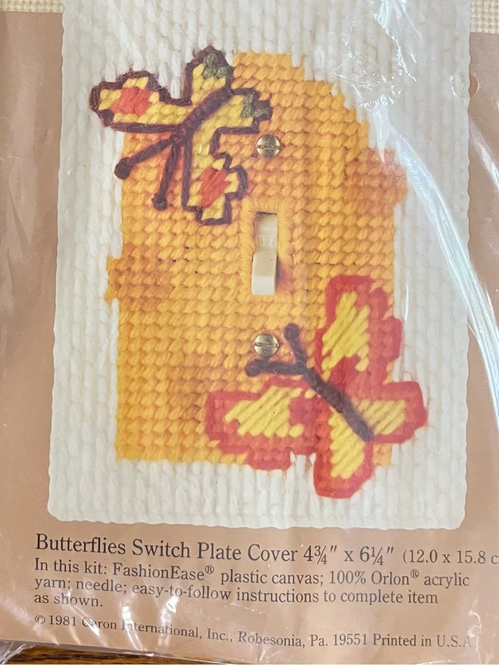 Vintage Butterflies Light Switch Plate Cover Embroidery Kit DIY